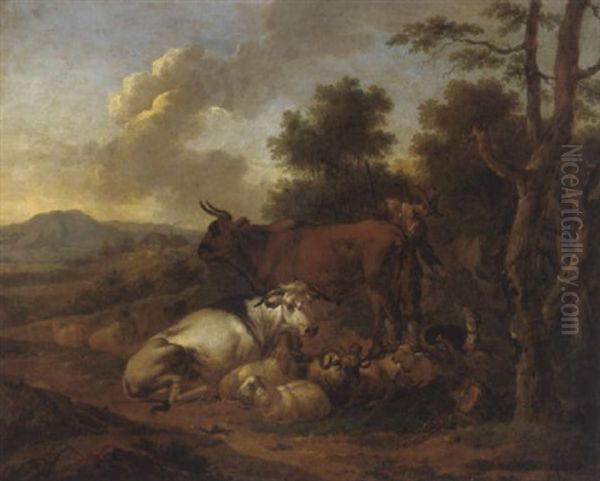 Hirt Mit Herde In Der Campagna - view 1