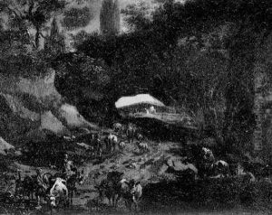 Peasants And Farm Animals In An Italianate Landscape by Willem Romeyn