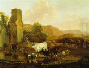 Flusslandschaft Mit Ruinen Und Hirten by Willem Romeyn
