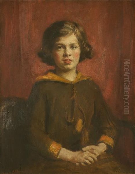 Portraitof Miss Rushworth, Half-length, Wearing A Brown Dress, Her Handsclasped Before Her - view 1