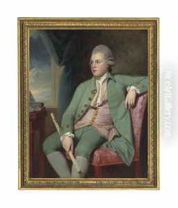 Portrait Of Francis Lind (1752/3-1840), Three-quarter-length, Seated At A Window, A One-keyed Simpson Ivory Flute In His Right Hand by George Romney