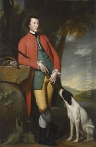 Portrait Of Peter Woodhouse (b. 1745), Full-length, Wearing A Red Coat, With His Black And White Pointer, A Gun And A Brace Of Grey Partridges, A View Of Warton Crag, Lancaster, Beyond