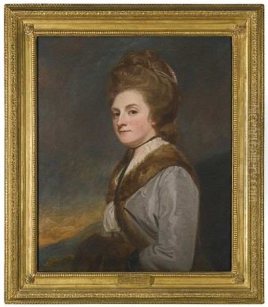 Portrait Of Catherine Ponsonby, Duchess Of St. Albans (1742 - 1789), Daughter Of William, Earl Of Bessborough, Half Length Wearing A Fur Lined Grey Silk Coat - view 1