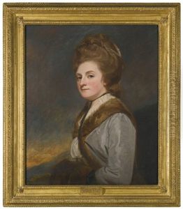 Portrait Of Catherine Ponsonby, Duchess Of St. Albans (1742 - 1789), Daughter Of William, Earl Of Bessborough, Half Length Wearing A Fur Lined Grey Silk Coat