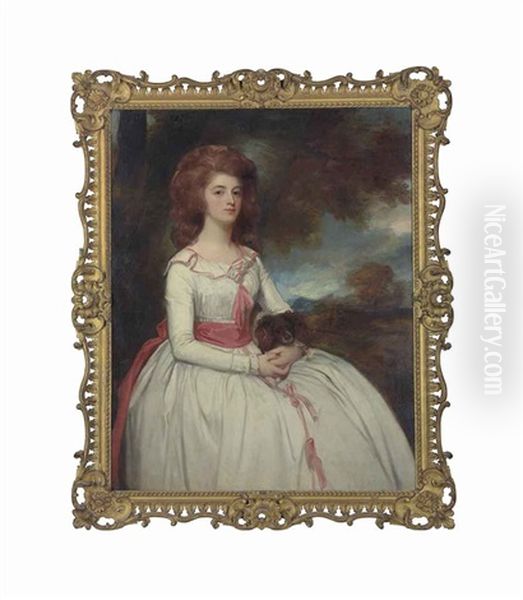 Portrait Of Mrs Moody (c.1767-1820), Second Wife Of Samuel Moody, Three-quarter-length, In A White Dress Trimmed With Pink Bows And A Pink Sash - view 1