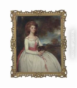 Portrait Of Mrs Moody (c.1767-1820), Second Wife Of Samuel Moody, Three-quarter-length, In A White Dress Trimmed With Pink Bows And A Pink Sash