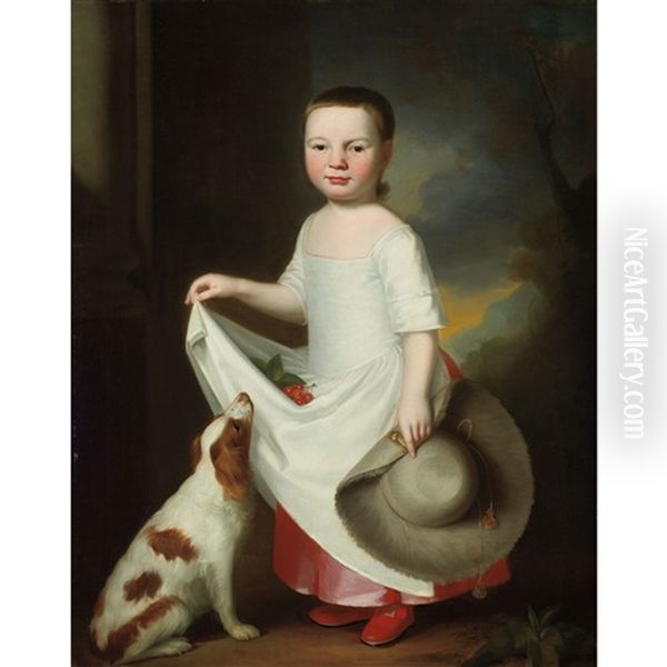 Girl With A Dog, Holding A Bonnet, With Cherries In Her Apron - view 1