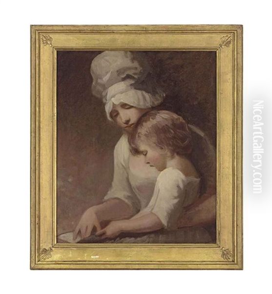 Portrait Of A Lady And A Child, Traditionally Identified As Mrs Cumberland And Her Son, Charles, Half-length, In A White Dress And Bonnet - view 1