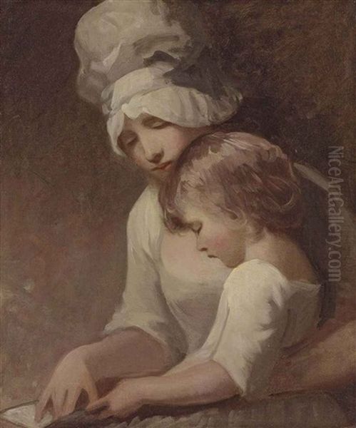 Portrait Of A Lady And A Child, Traditionally Identified As Mrs Cumberland And Her Son, Charles, Half-length, In A White Dress And Bonnet - view 1