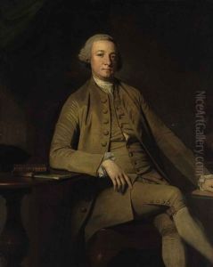 Portrait Of A Gentleman Seated, A Table Beside Him