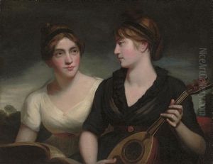 A Double Portrait Of Sisters, \one In A Black Dress Playing A Lute, The Other In A White Dress Holding A Musical Score
