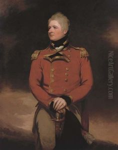 Portrait Of Lt. Col. The Hon. Francis Wheeler Hood In The Uniform Of The 3rd Foot Guards by George Romney