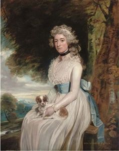 Portrait Of A Lady In A White Dress With A Blue Sash (miss Leyborne Popham?)