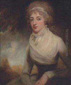 Portrait Of A Lady In A White Dress Seated In A Landscape