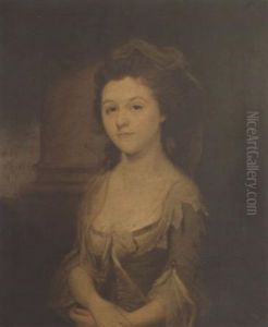 Portrait Of Mrs Peter Renton In A Pale-green Dress, Sitting Before A Column
