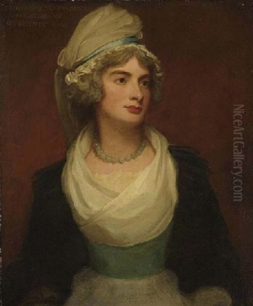 Portrait Of Georgiana Anne, Lady Townshend, Daughter Of William Poyntz Of Midgham, Berkshire, In A White Dress With A Blue Sash And Black Cloak - view 1
