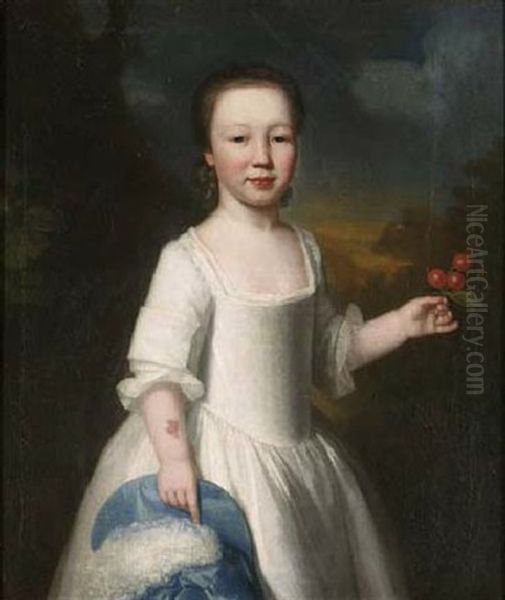 Portrait Of William White In A White Dress Holding A Plumed Blue Hat In His Right Hand And Cherries In His Left Hand, In A Landscape - view 1