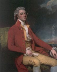 Portrait Of George Bustard Greaves, Esq. Seated In An Armchair, Wearing A Red Coat, Buff Vest And Knee Plants