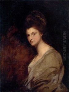 Portrait Of A Lady In A White Dress by George Romney