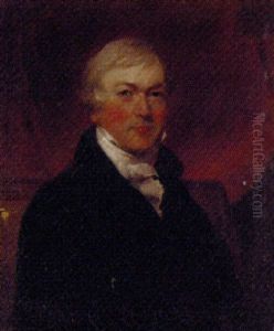 Portrait Of A Gentleman In A Black Coat And White Cravat by George Romney