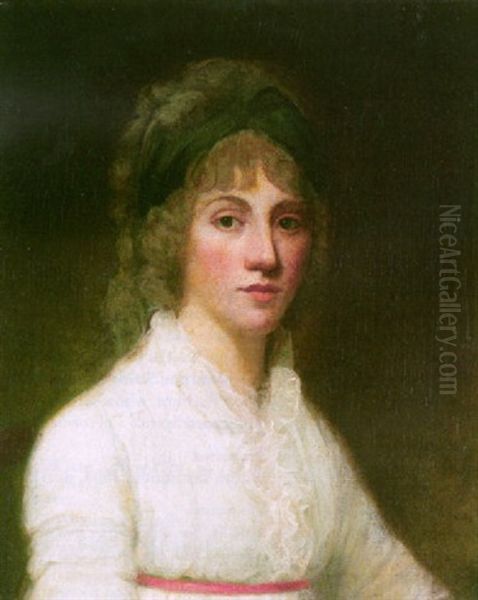 Portrait Of A Lady Wearing A White Dress - view 1