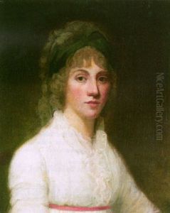 Portrait Of A Lady Wearing A White Dress by George Romney