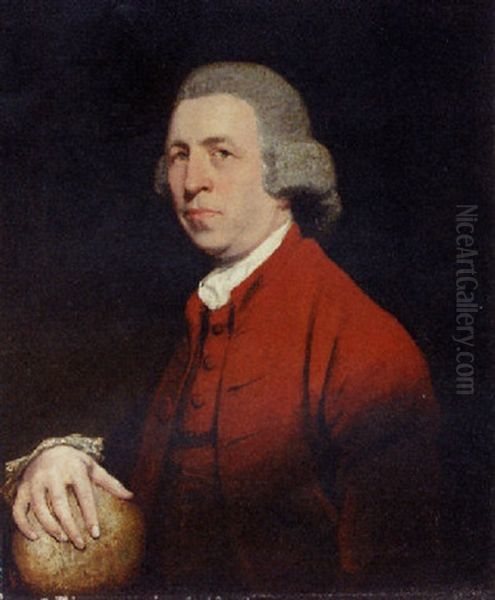 Portrait Of Dr. Barkley, His Right Hand Resting On A Globe - view 1