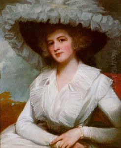 Portrait Of Elizabeth, Lady Forbes Wearing A White Dress, With A Black Hat Trimmed With White Lace