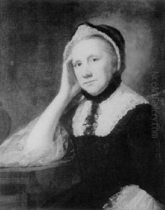 Portrait Of Mrs Thomas Palmer, Seated Three-quarter-length, Right Harm Resting On Table by George Romney