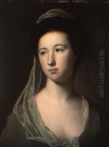 Portrait Of Lady Cecilia Halliwell In A Green Dress And Pale Green Veil by George Romney
