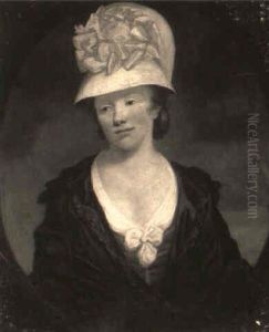Portrait Of A Lady With A White Bonnet by George Romney