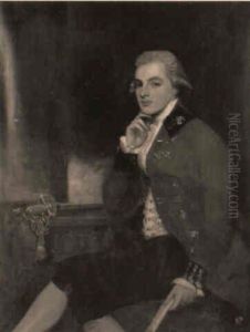 Portrait Of Colonel W. Kirkpatrick Seated At A Table In Uniform by George Romney