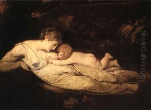 A Mother And Child In A Landscape by George Romney