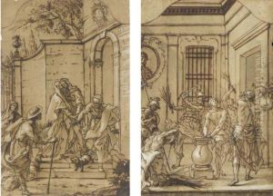 Pair Of Designs For Paintings: The Visitation, The Flagellation Pair Of Designs For Paintings: The Visitation, The Flagellation