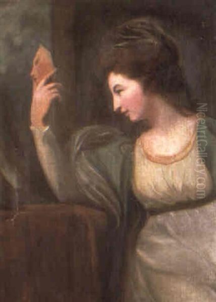 Portrait Of A Lady In A Theatrical Pose Holding A Mask - view 1