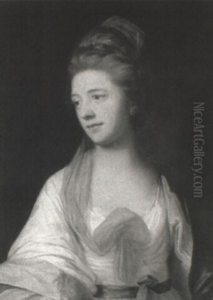 Portrait Of A Lady, Wearing A White Dress - view 1