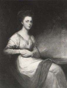 Portrait Of A Lady, With A Red Scarf Draped Across Her Knees