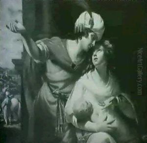 The Departure For Canaan: Jacob And Rachel With The Infant  Joseph by George Romney