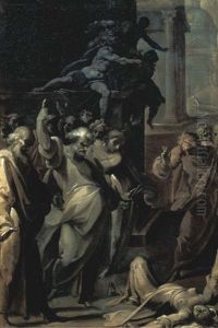 The Death Of Ananias And Saphira by Cristoforo Roncalli