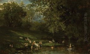 Ducks By A Pond