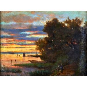 Riverscape At Sunset