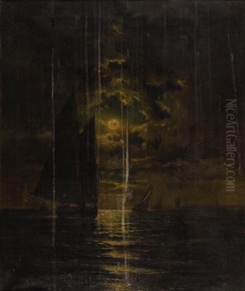 Sailboats In Moonlight - view 1