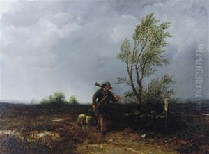A Huntsman With His Dog On The Road