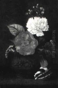 Still Life With Floral Arrangement And Seashell