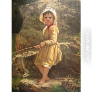 Young Girl Fishing At A Stream Young Girl Fishing At A Stream