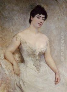 Portrait Of A Young Woman In A White Dress
