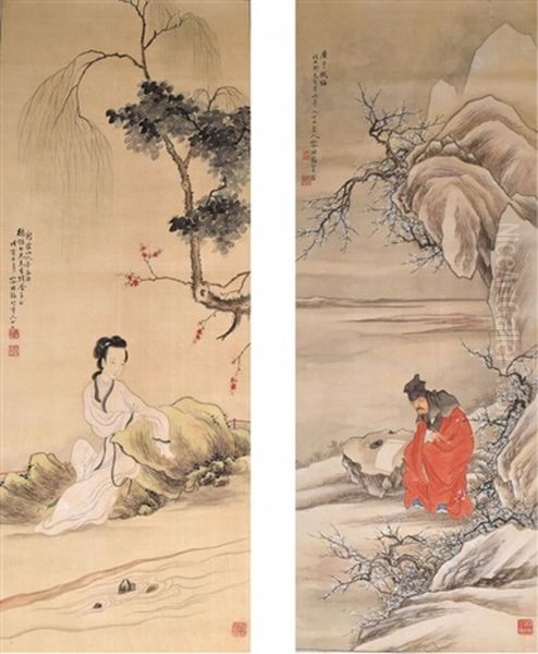 Pair Of Paintings, Rong Zuchun, Qing Dynasty - view 1
