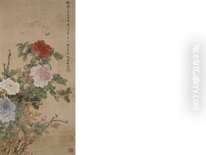 Peonies And Bees by Rong Zuchun