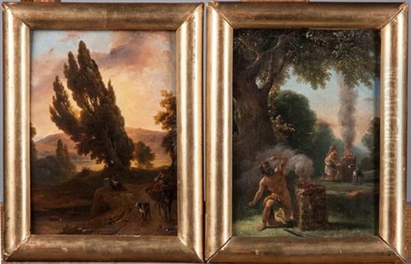 Paysage Anime Et Scene Mythologique (pair) - view 1