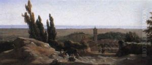 Peasants In Roman Landscapes by Guillaume Frederic Ronmy